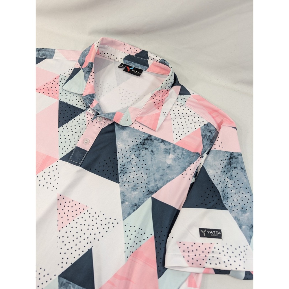 Yatta Golf Polo Shirt Mens Large Performance Stretch Abstract Geometric